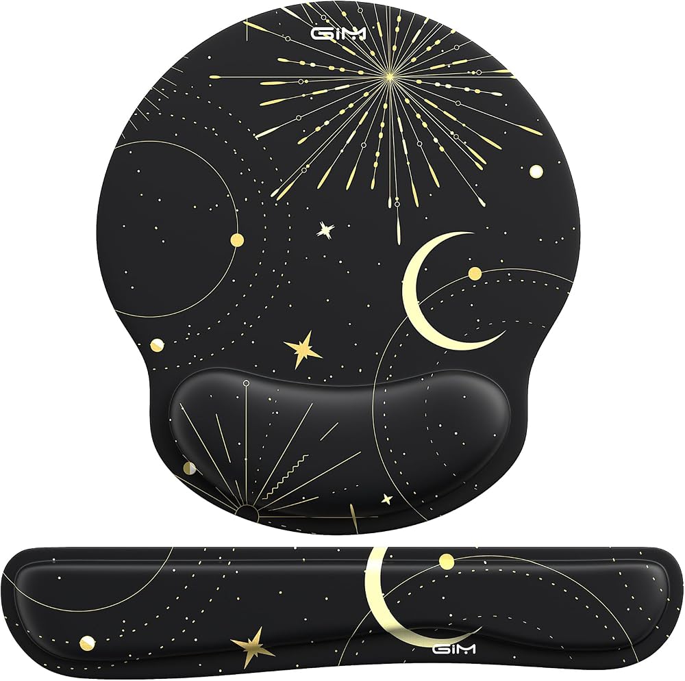 GIM Star Atlas Gaming Mouse Pad Keyboard Wrist Rest Set Memory Foam