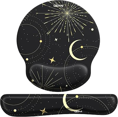 GIM Star Atlas Gaming Mouse Pad Keyboard Wrist Rest Set Memory Foam