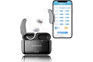 ARPTUR Rechargeable Bluetooth Hearing Aids for Seniors - APP Controlled, Noise Cancelling, Wireless Music Streaming, Hands-Free Phone Calls, OTC Hearing Devices (Charcoal)