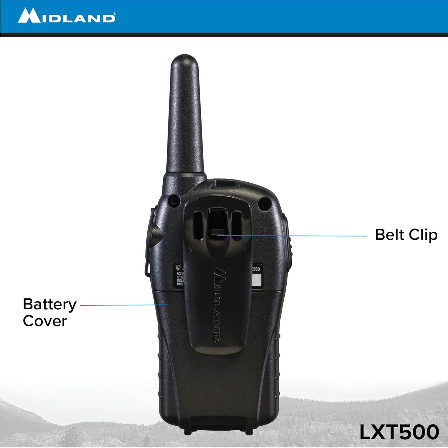 Midland - LXT500VP3, 22 Channel FRS Walkie Talkies with Channel Scan - Extended Range Two Way Radios, Silent Operation, Batteries Included (Pair Pack) (Black)