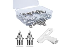 Uxpang Track Spikes, 1/4 inch Pyramid Track and Cross Country Spikes with Spike Wrench, Stainless Steel Replacement Track Spikes for Sprint Sports Short Running Shoes
