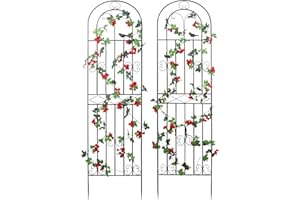 Macteyia 2 Pack 86.7" H x 19.7" W Metal Garden Trellis with Black Coating, Wire Lattice Grid Panel for Climbing Plants Outdoor Roses Vine Cucumbers Vegetables Flower Support