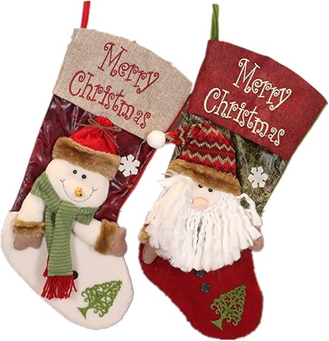 Amazon Co Jp Dhsx グッズ手作りセット2クリスマスツリーの装飾クリスマスソックスのギフト袋キャンディソックスペンダントのギフトのための クリスマスソックスストッキング暖炉のハンギング Color 2 Pcs ホーム キッチン