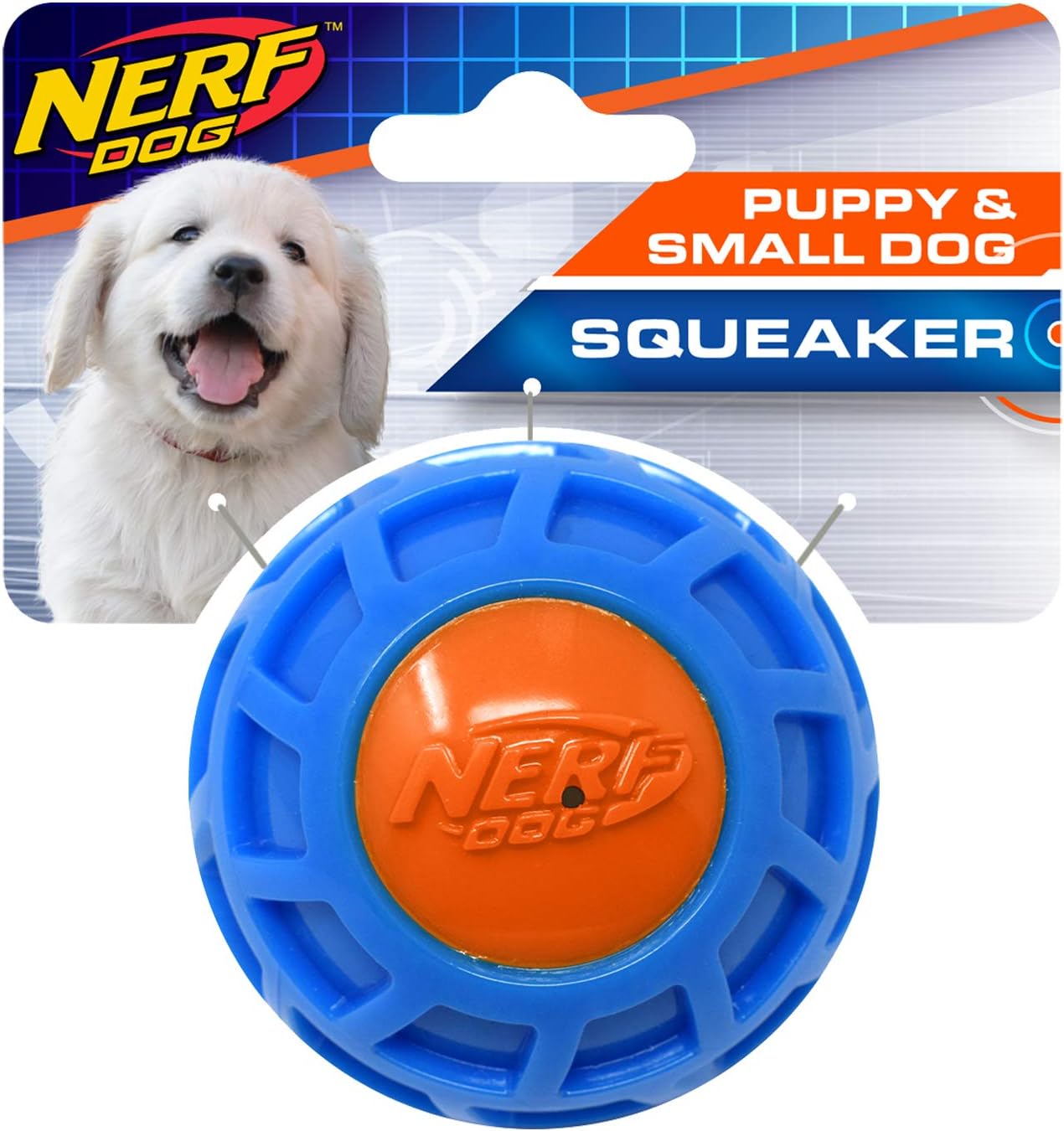 Nerf Dog 2.5in TPR EXO Squeak Ball Blue/Orange Pet