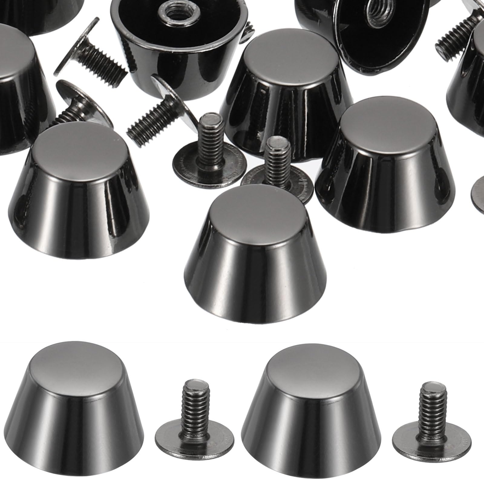 PATIKIL 9 * 10.5x15mm Spikes for Clothes, 12 Set Metal Button Spikes Screw Kit Screw Back Flat Head Rivets Screw Buttons DIY Leather Barrel Studs Hardware Trim Craft, Black