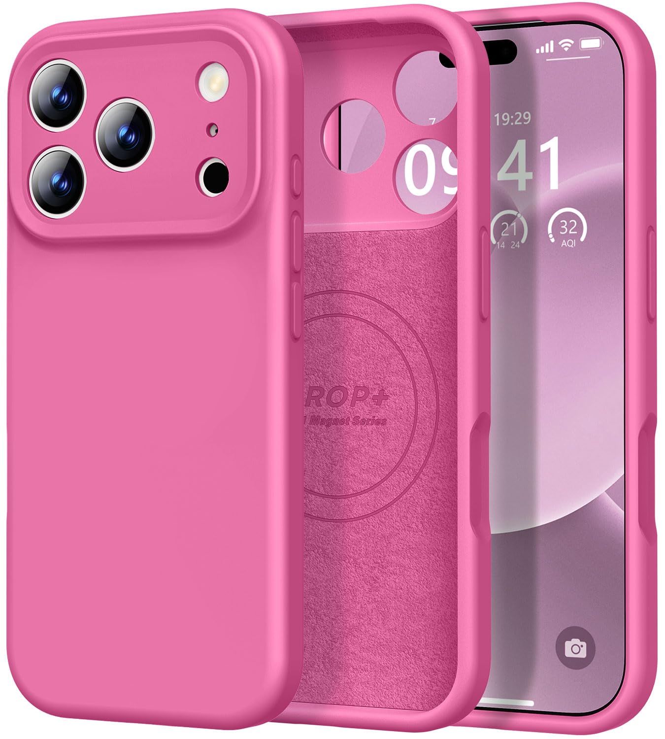 Photo 1 of Vooii Magnetic for iPhone 17 Pro Case, Compatible with Magsafe (Premium Liquid Silicone) (Integrated Camera Control Button) Full Body Protective Anti-Scratch Microfiber Lining 6.3", Pitaya