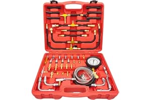 Zkaybb TU-443 Fuel Injection Pressure Tester Kit 0-140 PSI Pro Auto Fuel Pressure Gauge for Fits Most Cars and Trucks