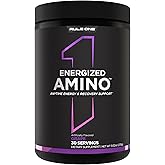 Rule 1 Energized Amino – Anytime Energy and Recovery Support with BCAAs, Glutamine, Citrulline, Beta Alanine, and Caffeine from Green Coffee & Tea Leaf Extracts (30 Servings, Grape)