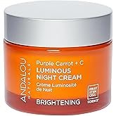 Andalou Naturals Purple Carrot + Vitamin C Luminous Skin Night Cream - Hydrating Face Moisturizer - With Fruit Stem Cell Complex for Radiant Skin - 1.7 fl oz