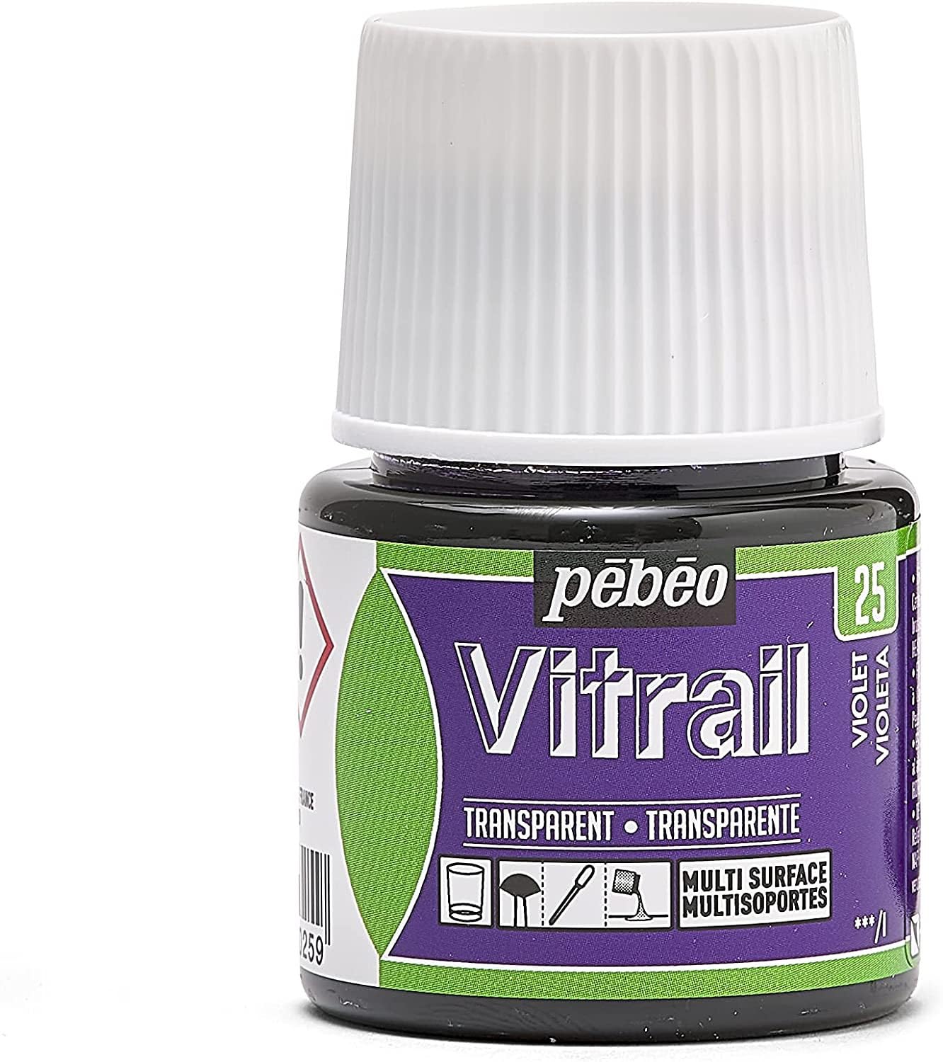 Pebeo Vitrail Stained Glass Effect Glass Paint 45-Milliliter Bottle, Violet,Violet, blue — image 1