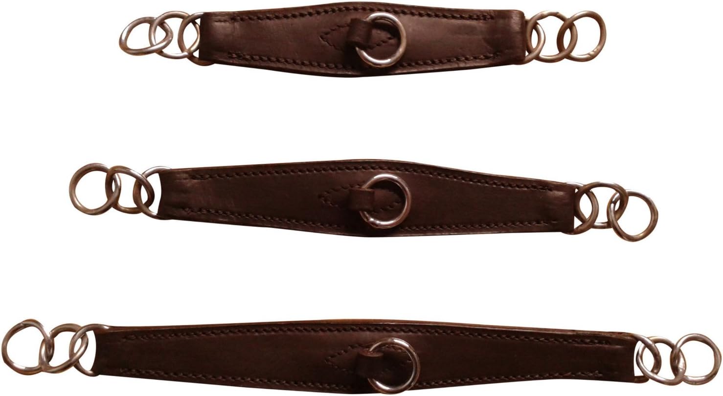 Leather Curb Chain Strap For Horses Bit - Pony, Cob & Horse Size - Black & Brown - For Use With English Kimblewick, Pelham, Double Bridles