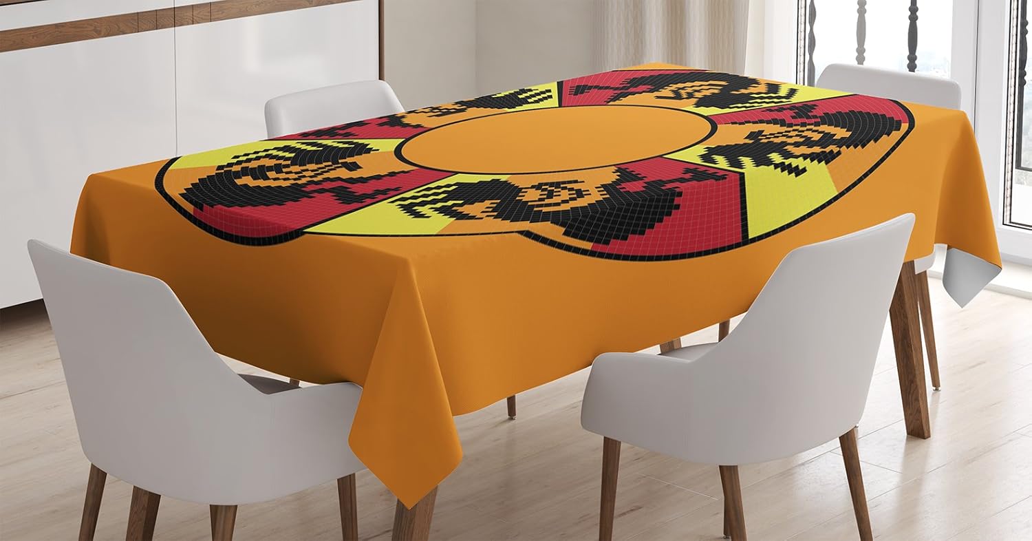 Dining Room Kitchen Rectangular Table Cover 52 X 70 Inches Kokopelli Southwestern Style Native American Indian Ancient Belief Picture Art Orange Black Tc 13212 52x70 Ambesonne Kokopelli Decor Tablecloth Kitchen Dining Dining Entertaining