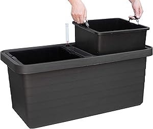 Alfresco Home 614-1742 Urbalive Berberis Duo Rectangle Wheels Self Watering Planter, Grey