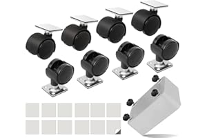 Cofufu 8 PCS 1" Free Punching Pastable Plate Caster with Stickers and Screws, Self Adhesive Swivel Wheels, 360° Rotation Universal Wheel, for Small Appliances, Furniture, Trash Can, Storage Box
