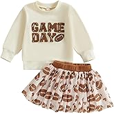 Toddler Baby Girl Football Outfits Game Day Embroidery Long Sleeve Sweatshirt Sequin Tutu Skirts 2Pcs Fall Clothes