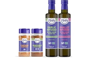 Fody Foods Cooking Bundle, Low FODMAP, IBS Friendly, Chicken & Vegetable Soup Base, Garlic & Shallot Infused Olive Oil