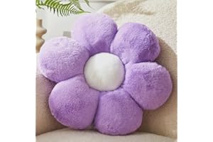 Vdoioe Purple Flower Pillow，Flower Shaped Throw Pillow 15.7In Daisy Floor Pillow Cushion Cute Flower Seating Cushion Home Decorative Pillows for Sofa Couch Bed