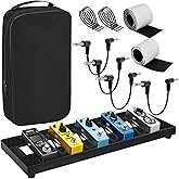 GOGHOST Small Guitar Pedal Board, 15x5.7x1.18", Aluminum Alloy Black Effects Mini Pedal Board with 4 Pcs 6 Inch Guitar Pedal