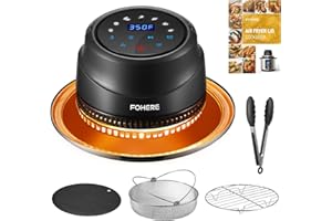 FOHERE Air Fryer Lid for Instant Pot 6Qt/8Qt, 7 in 1 with LED Touchscreen, Turn Your Pressure Cooker Into in Seconds, Air Fryer Accessories and Recipe Cookbook Included