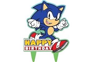THINK GREEN FUN Sonic Gamer Birthday Cake Topper Party Decor