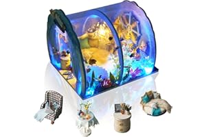GuDoQi DIY Miniature Dollhouse Kit, Miniature House Kit 1:24 Scale,Tiny House kit with Furniture, Great Gift for Birthday Easter Day, Sweet Home of Mermaid Princess