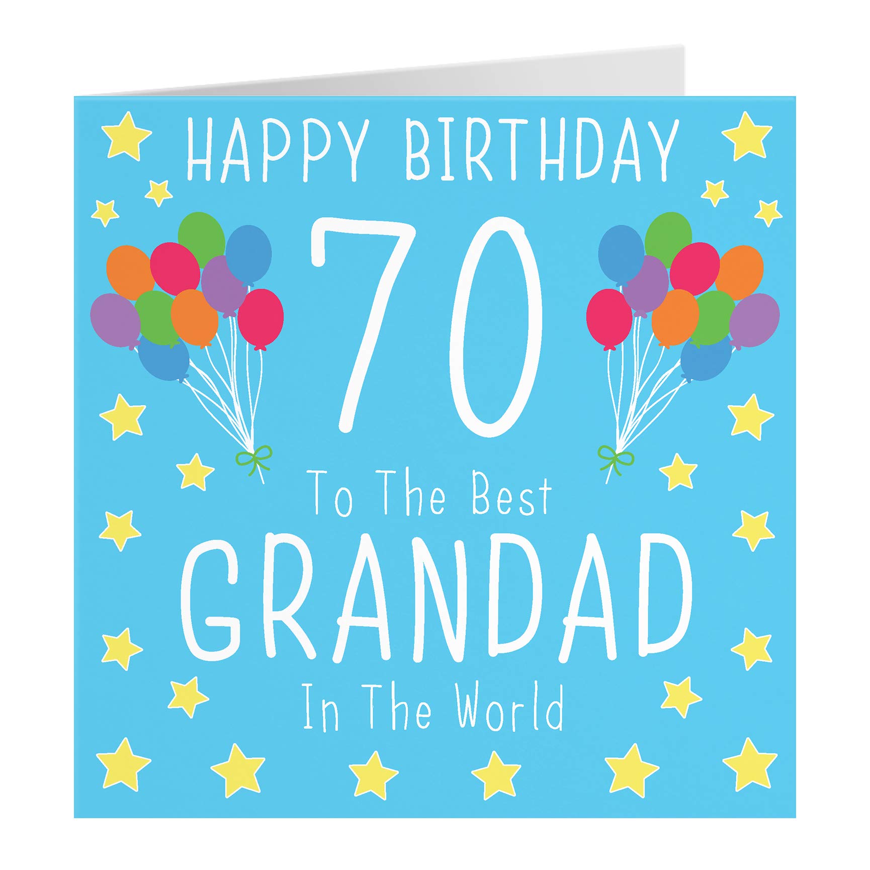 Hunts England Grandad 70th Birthday Card - Happy Birthday - Best Grandad In The World - Iconic Collection - Standard - 148 x 148 mm
