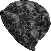 GVGOAGL Skull Beanie for Women Men, Warm Stretch Knitted Beanies Hat Lightweight Casual Slouchy Cap Cancer Headwear