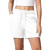 ODODOS Women's Sweat Shorts 5" Cotton French Terry High Waist Workout Casual Lounge Shorts with Pockets