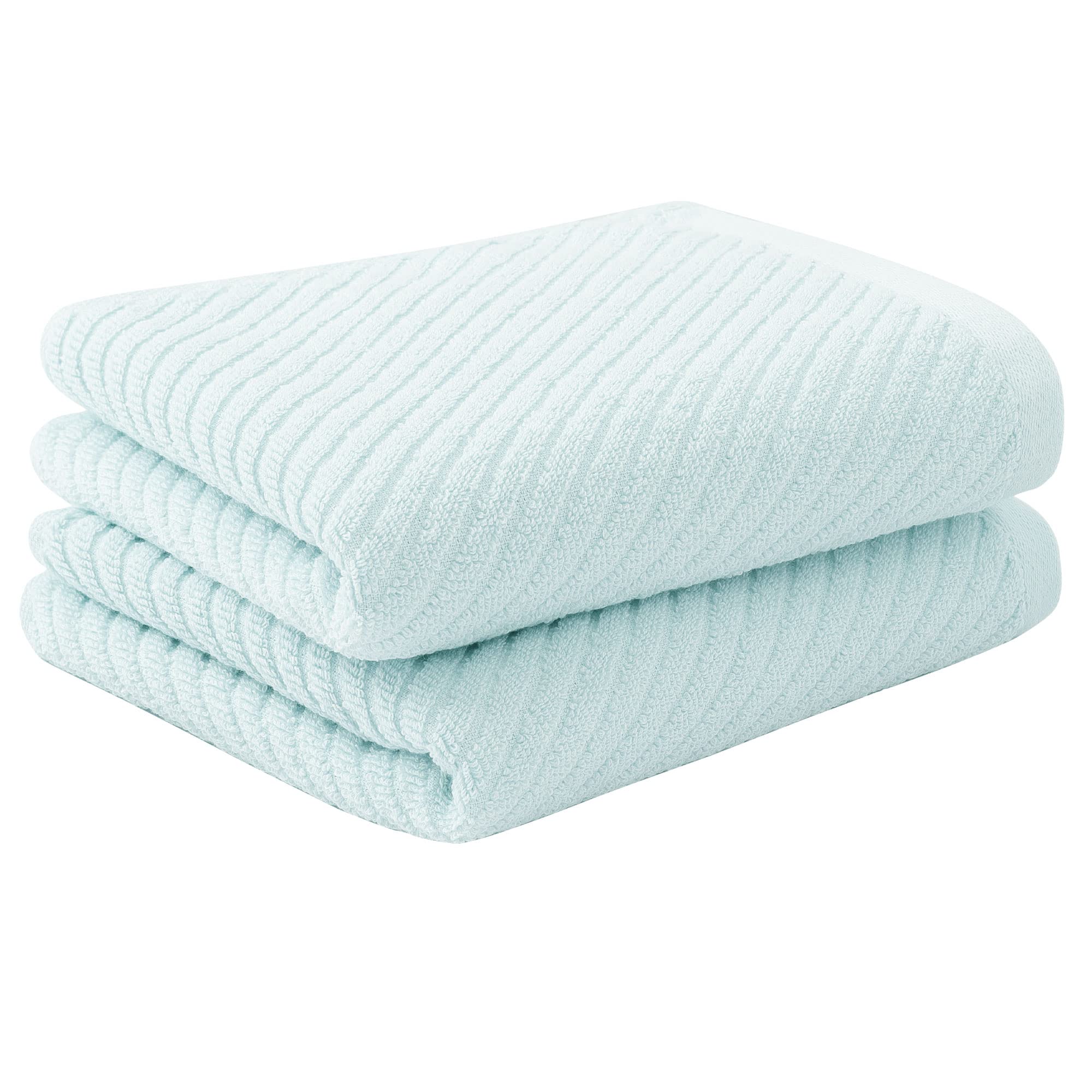 PiccoCasa Cotton Hand Towels 2 Pack Ribbed Hand Towels for Bathroom Soft and Highly Absorbent Small Hand Towel - Blue 34 x 74cm Hotel Spa Towel Face Towels Set