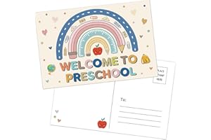 HEYINSHEN 36 Pcs Welcome to Preschool Postcards Back to School Postcards for Students Rainbow Personalized Name Teacher Postcar Welcome to Our Class Postcard for Kids Kindergarten Preschool Supplies