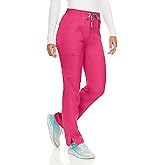 MediChic Women's Straight Leg Six Pocket Cargo Scrub Pants with 4-Way Stretch Scrubs