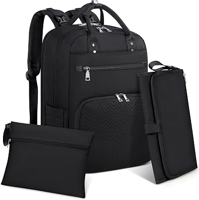 RAINSMORE Baby Changing Bag Backpack with Portable Changing Mat Nappy Bag