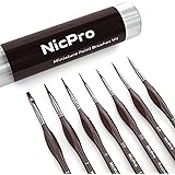 Nicpro Miniature Detail Paint Brush Set, 7 Micro Professional Small Fine Painting Brushes for Watercolor Oil Acrylic,Craft Sc