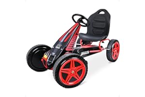 hauck Kids Pedal Go Kart, Hurricane 4 Wheel Bike Cart with Rubber Tires, Ages 4-10, Red - Outdoor Ride-On Bicycle Karts with Wheels for Boys and Girls