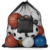 QfwdfcTrenz Heavy Duty Sports Ball Bag, 37" X 30" Drawstring Sport Equipment Storage Bag, Extra Large Soccer Ball Bags for Basketball, Volleyball, Gym Equipment, Swimming Gear