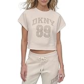DKNY womens Rhinestone Logo French Terry Crewneck Sweatshirt