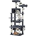 PAWZ Road Large Cat Tree, 72 Inches Cat Tower for Large Cats, Cat Condo with Sisal-Covered Scratching Posts and Pads, 2 Padded Perch, Dual Condo and Basket for Indoor Cats-Dark Gray