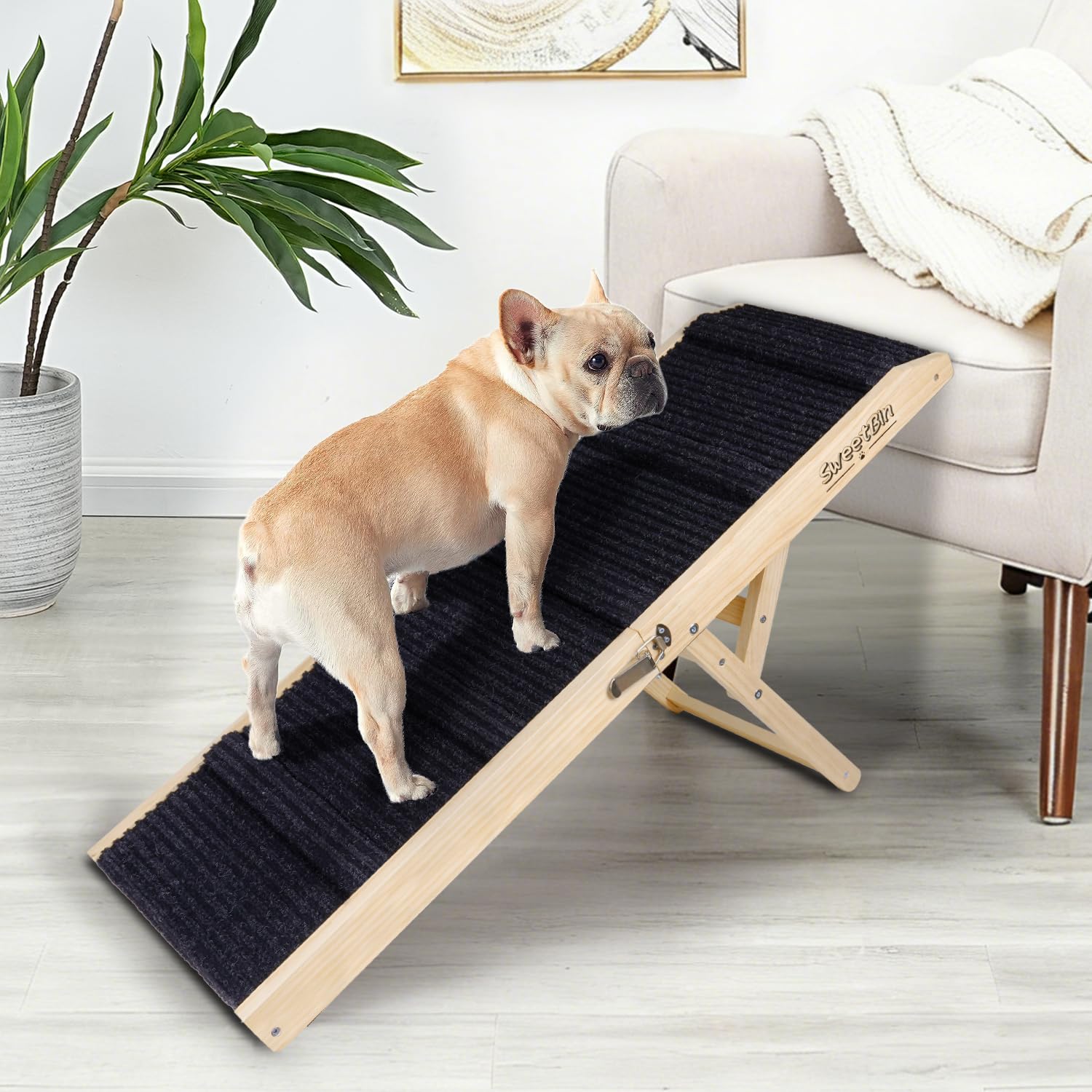 Photo 1 of 2026 Upgraded Dog Ramp for Bed - Foldable Small Large Dog Ramp for Couch - 6 Adjustable Height from 13" to 24" - Portable Pet Stairs with Non-Slip Pad - Pet Ramps Use for Bed Couch Car Up to 120LBS