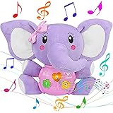 Aitbay Baby Toys Musical Infant Toys - Plush Elephant Baby Toy 0 3 6 9 12 Months - Babies Light Up Toys for 1 Year Old Boy & 