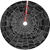 Funny Halloween Spider Web Black White 36 Inch Christmas Tree Skirt Carpet Mat Funny Party Decor Supplies for Xmas Halloween Decorations Occasion Ornament
