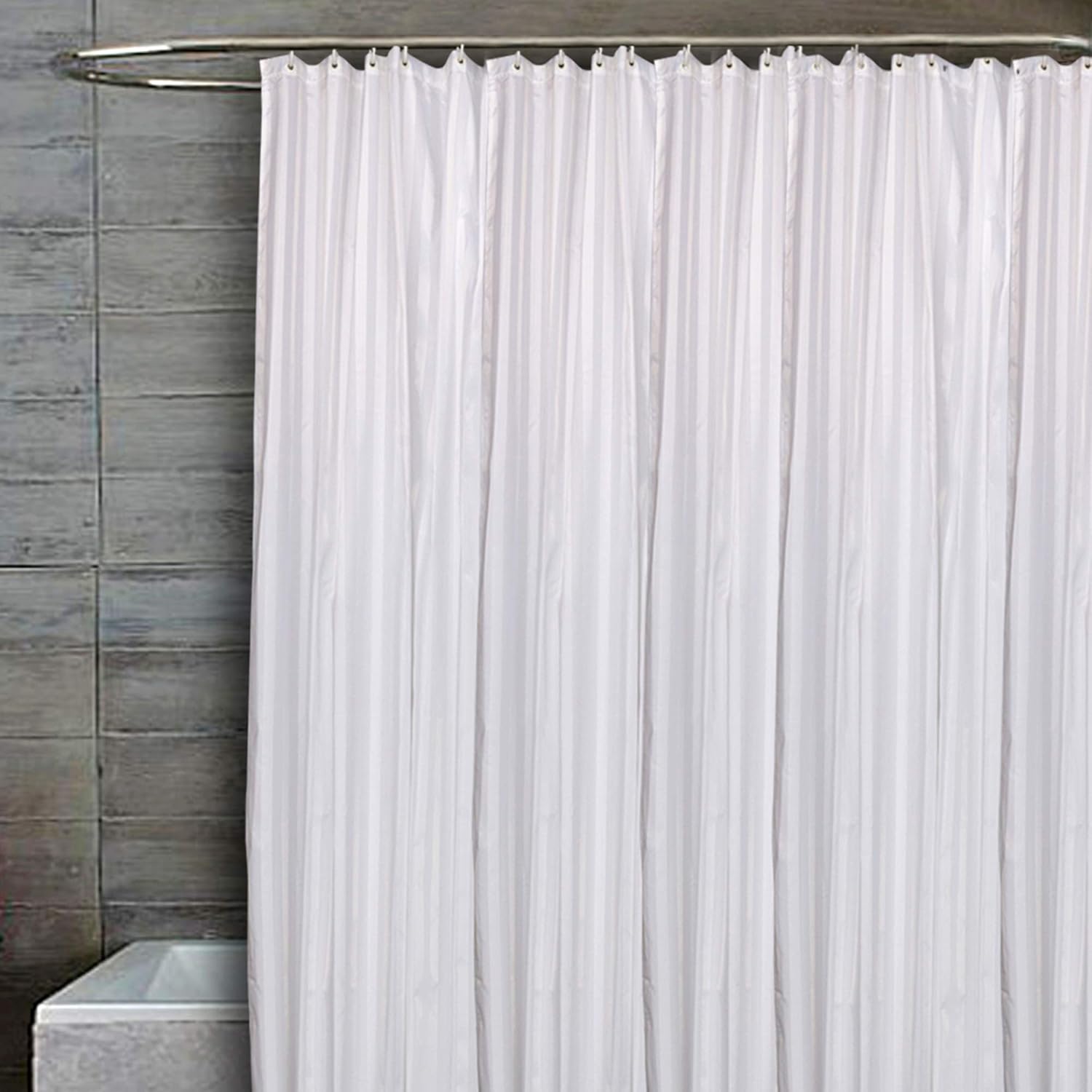 Buy Just Linen Water Resistant Striped Polyester White Colored