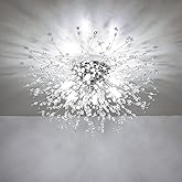 HMVPL Crystal Sputnik Firework Close to Ceiling Light, Modern LED Lamp for Bedroom, Kitchen, Island, Entryway, Hallway, Foyer