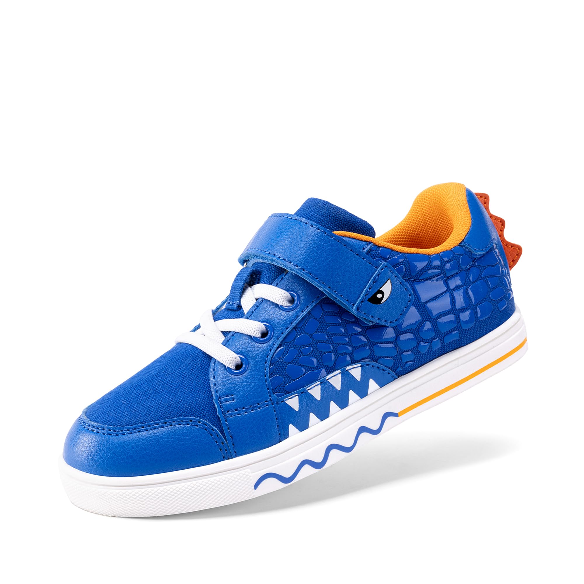 DREAM PAIRS Boys Sneakers Little Kids Toddler Shoes Storybook Causal Walking Shoes Non-Slip with Hook and Loop,Size 4 Big Kid,Blue/Orange,KKUMFN2513 Image