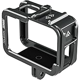 TELESIN Aluminum Case Metal Cage Protective Frame Housing for GoPro Hero 13 12 11 10 9, Fits for Go Pro When ND CPL Lens Filter Max Lens Mount on, with Cold Shoe Connect to Video Light Microphone