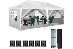 SNENBLUME Heavy Duty Pop Up Canopy, Carport Canopy with UV Protection, Waterproof Fabric, Adjustable Heights, and Easy Assembly – Ideal for Outdoor Events, Camping, and Carports (10 x 20) (White)