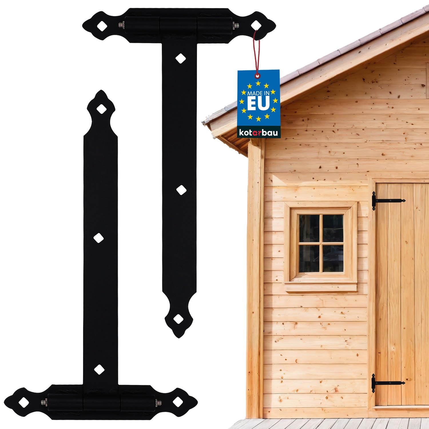 KOTARBAU® 2 x Gate Hinges 400 mm Plate 245 mm Greased Door 400 mm