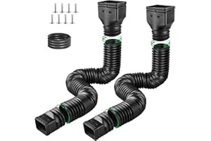 NHBKO 2 Pack Gutter Downspout Extensions, Flexible Rain Gutter Downspout Extenders, Drainage Pipe Connector for Outdoor Gutter Splash Block, Drain Downspout Extender from 21-70" - Black