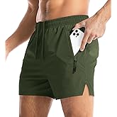 Aolesy Men's Gym Shorts Linerless & Liner - 5" Quick Dry Workout Running Shorts with Zip Pockets Sports Athletic Shorts