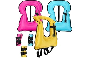 Meanplan 3 Pcs Inflatable Snorkel Vest for Kids Children Adjustable Snorkeling Jackets Light Portable Safety Vests for Boys Girls Swimming Surfing