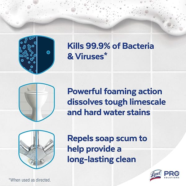 LYSOL POWER FOAMING BATHROOM CLEANER, MULTIPURPOSE CLEANER FOR SHOWERS, BATHTUBS, SINKS, DISINFECTANT SPRAY KILLS 99.9% OF GERMS, ZERO BLEACH CLEANING SPRAY, 32 OZ.
